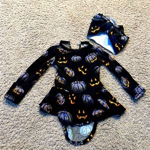Bums and Roses Halloween Twirl with Matching Bow